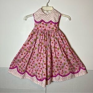 Handmade Multicolor Floral Butterflies Collar Bib Polka Dot Print Girls Dress 5